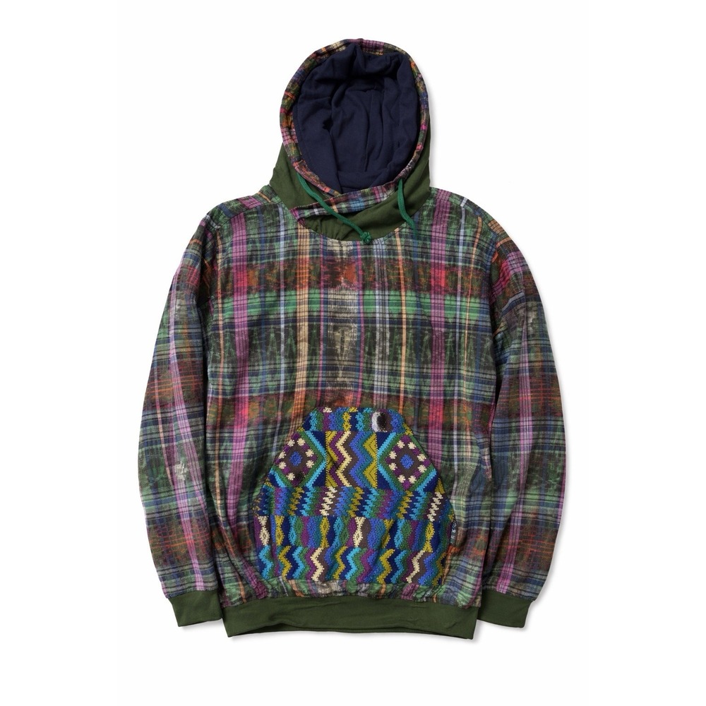 Ixchel Guatemalan Woven Hoodie Small Unisex Plaid‎ Embroidered Pocket Festival